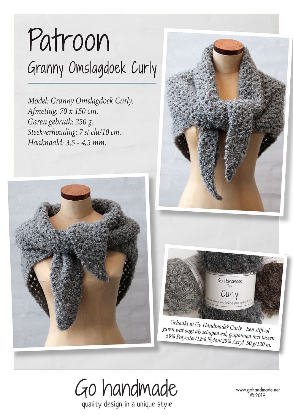 Granny Shawl Curly - NL - Clothing - Go handmade