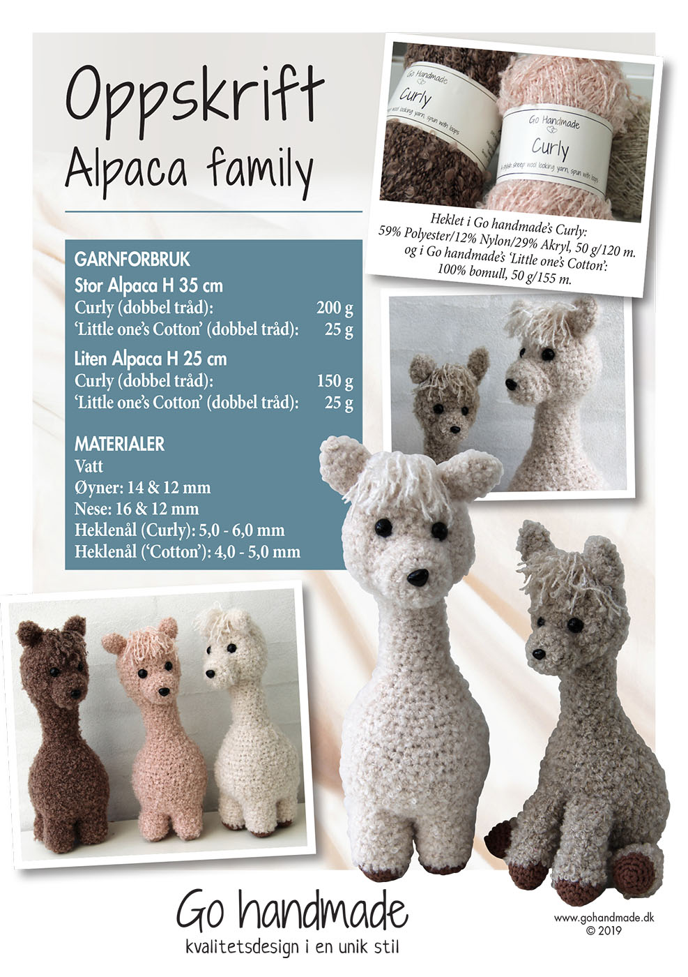 Eller senere Tage med mørke Alpaca family - NO - Dyr - Go handmade