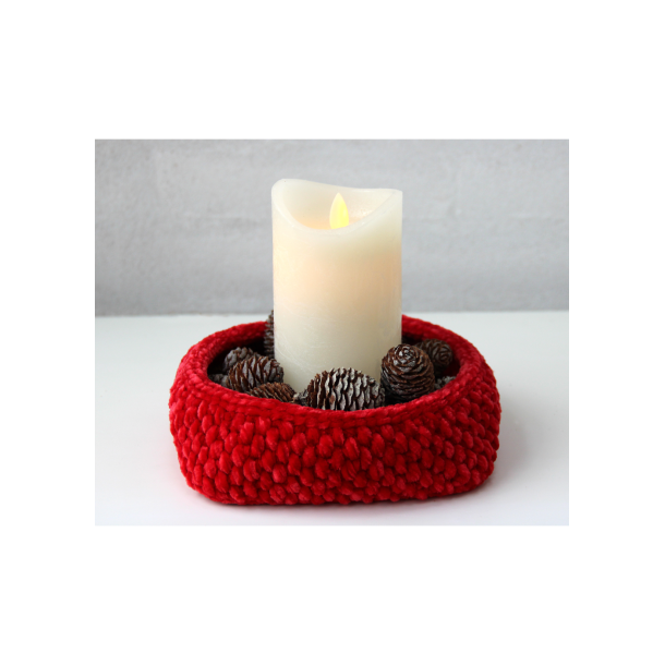 Moss Stitch basket with PU leather bases - DK 