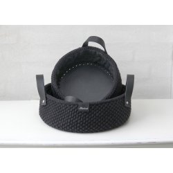 Moss Stitch baskets with PU leather- Cozy - NL