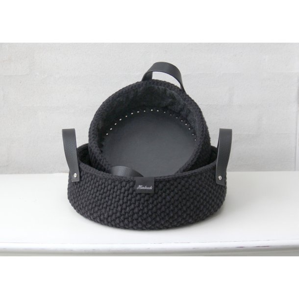 Moss Stitch baskets with PU leather- Cozy - NL