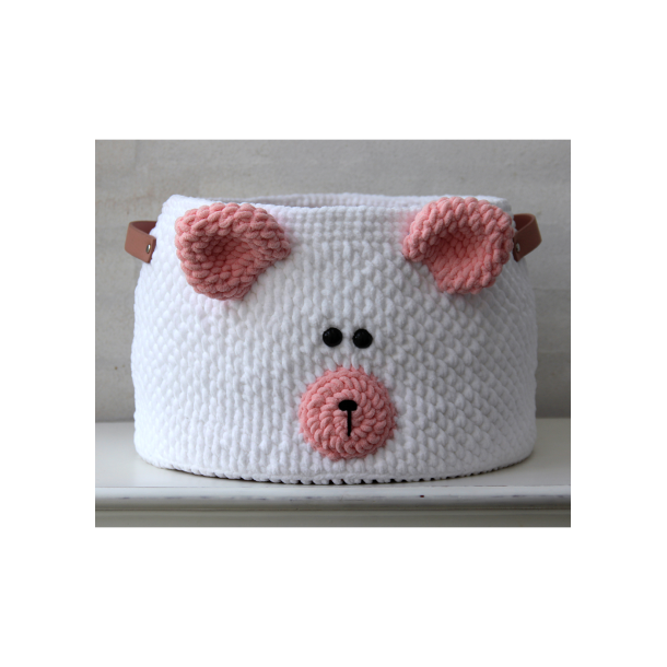 Teddy Basket Big with PU leather base - UK