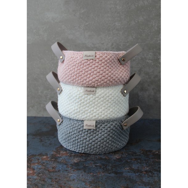 Moss Stitch baskets with PU leather- Cozy - NL