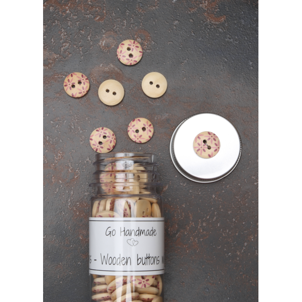 Wooden - Pink Flower - 15 mm