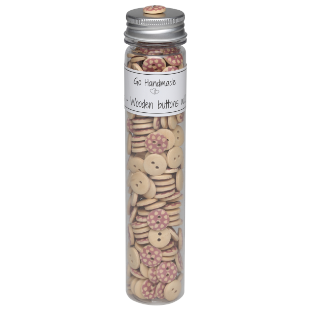 Wooden - Pink Heart - 15 mm