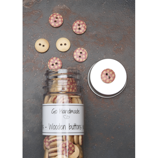 Wooden - Pink Heart - 15 mm