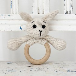 Sensory Bunny on wooden ring - DK