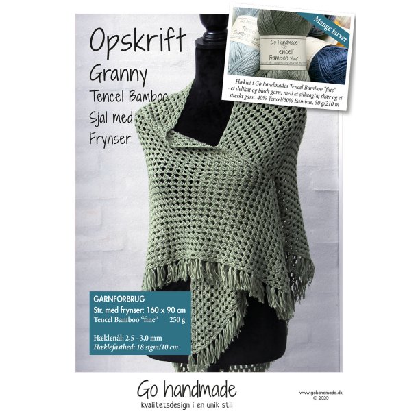 Granny Tencel Bamboo Sjal med Frynser - DK
