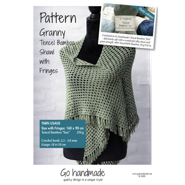 Granny Tencel Bamboo Shawl with Fringes - UK