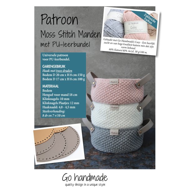 Moss Stitch baskets with PU leather- Cozy - NL