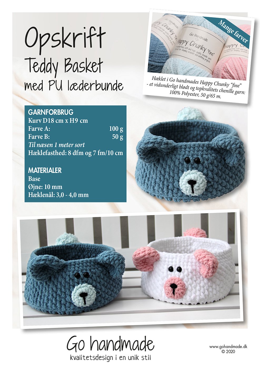 Teddy Basket med PU - DK - - Go handmade