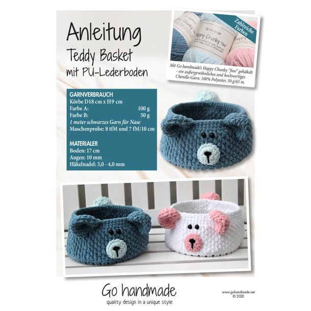 Teddy Basket with PU leather base - DE