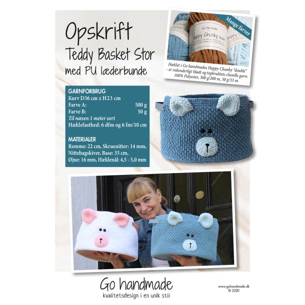 Teddy Basket Big with PU leather base - DK