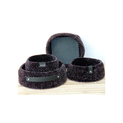 Moss Stitch Basket with PU leather base - UK