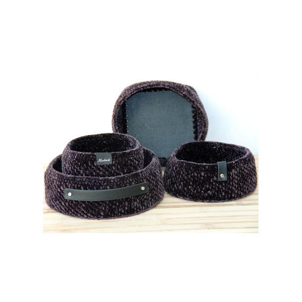 Moss Stitch Basket with PU leather base - UK