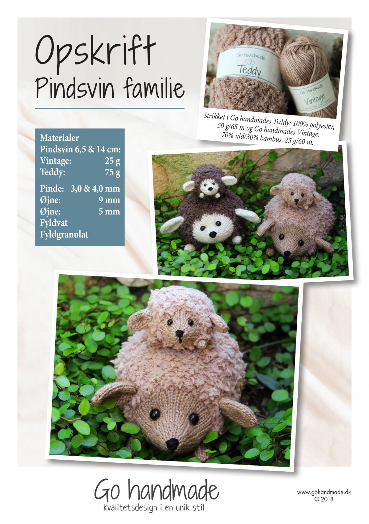 Hedgehog Family - DK - Animals - handmade