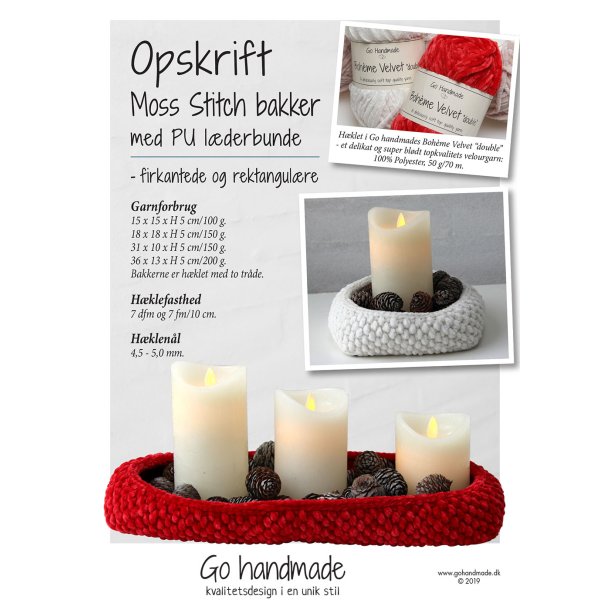 Moss Stitch bakker med PU lderbunde - DK 