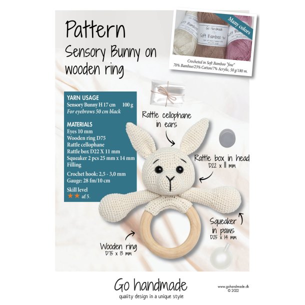 Sensory Bunny on wooden ring - UK