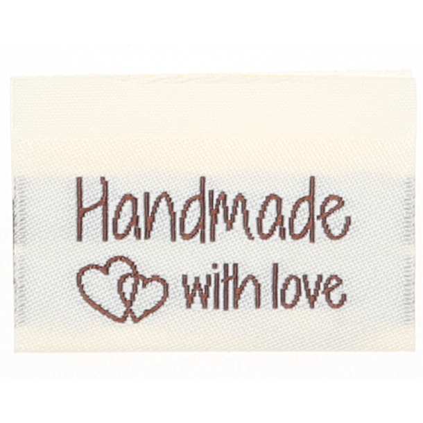 Vvede labels, dobbeltsidet - foldet - 35 x 19 mm - 10 stk. - "Handmade with love" 